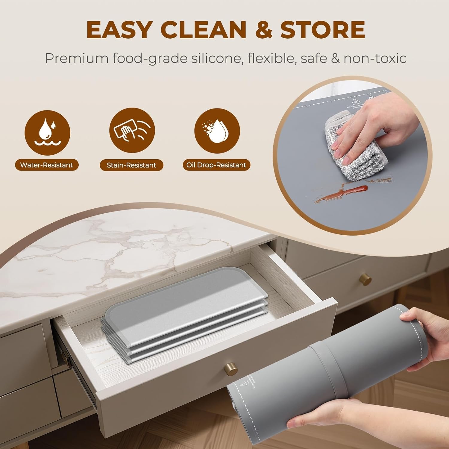 H Food Warming Mat - 7 temperature settings and 8-hour timer, gray