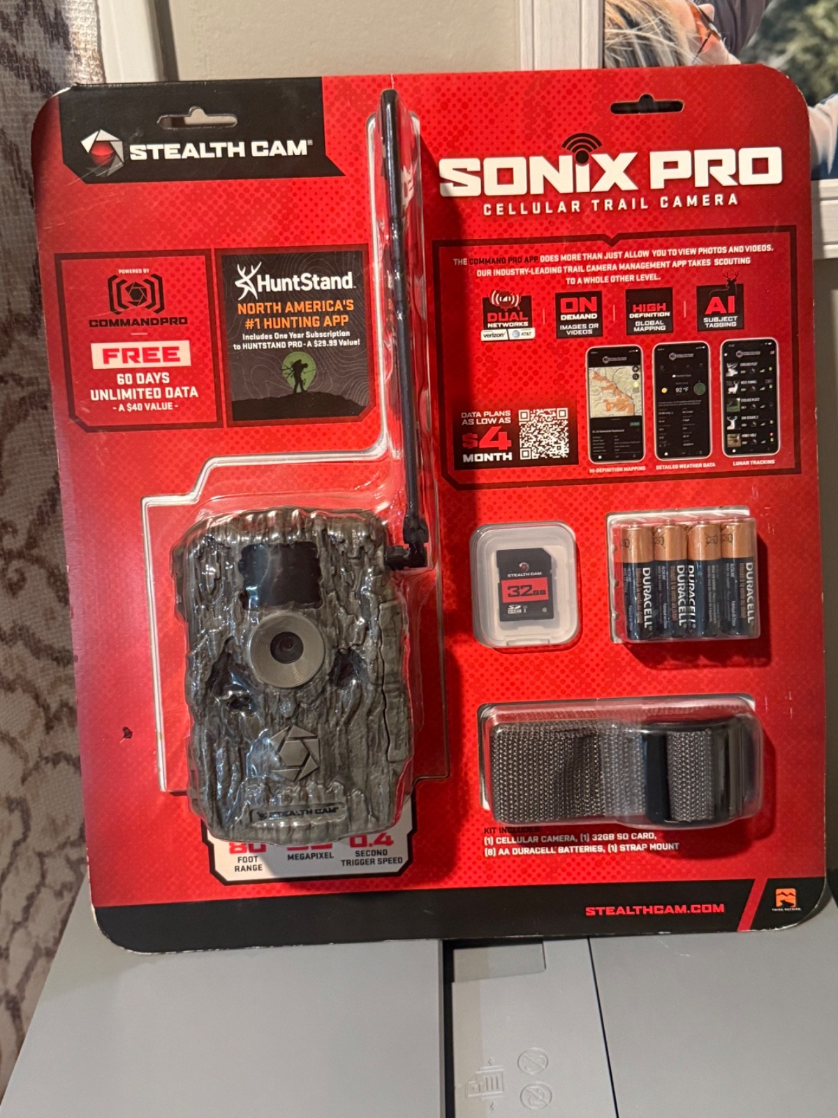 Cellular Trail Camera Stealth Cam Sonix Pro 36 MP Dual Sim 32GB SD 80 ft Range