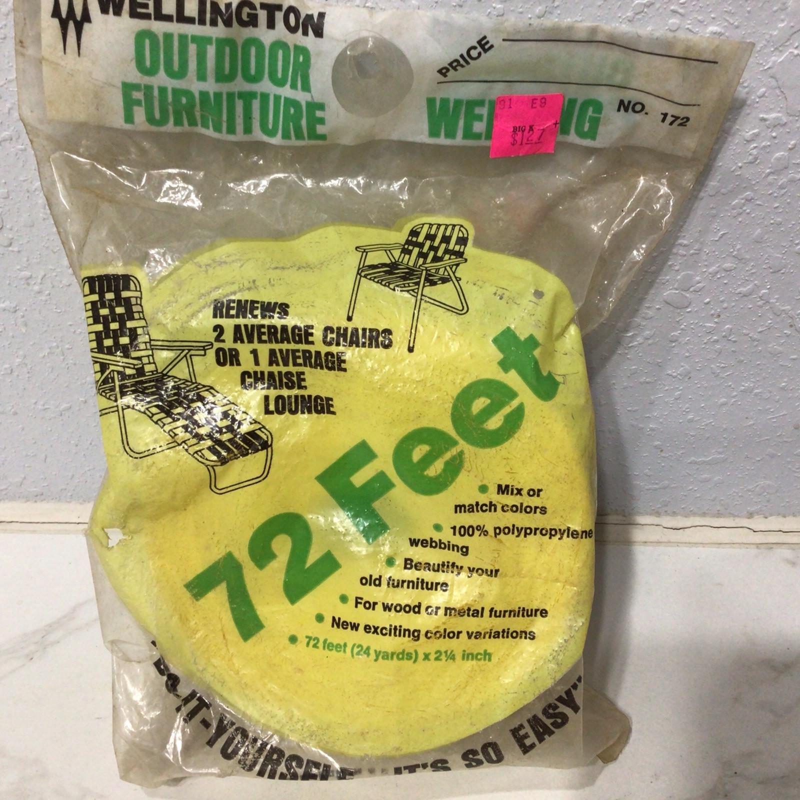 Wellington 72’ Yellow/Black/White Patio Furniture Webbing #172