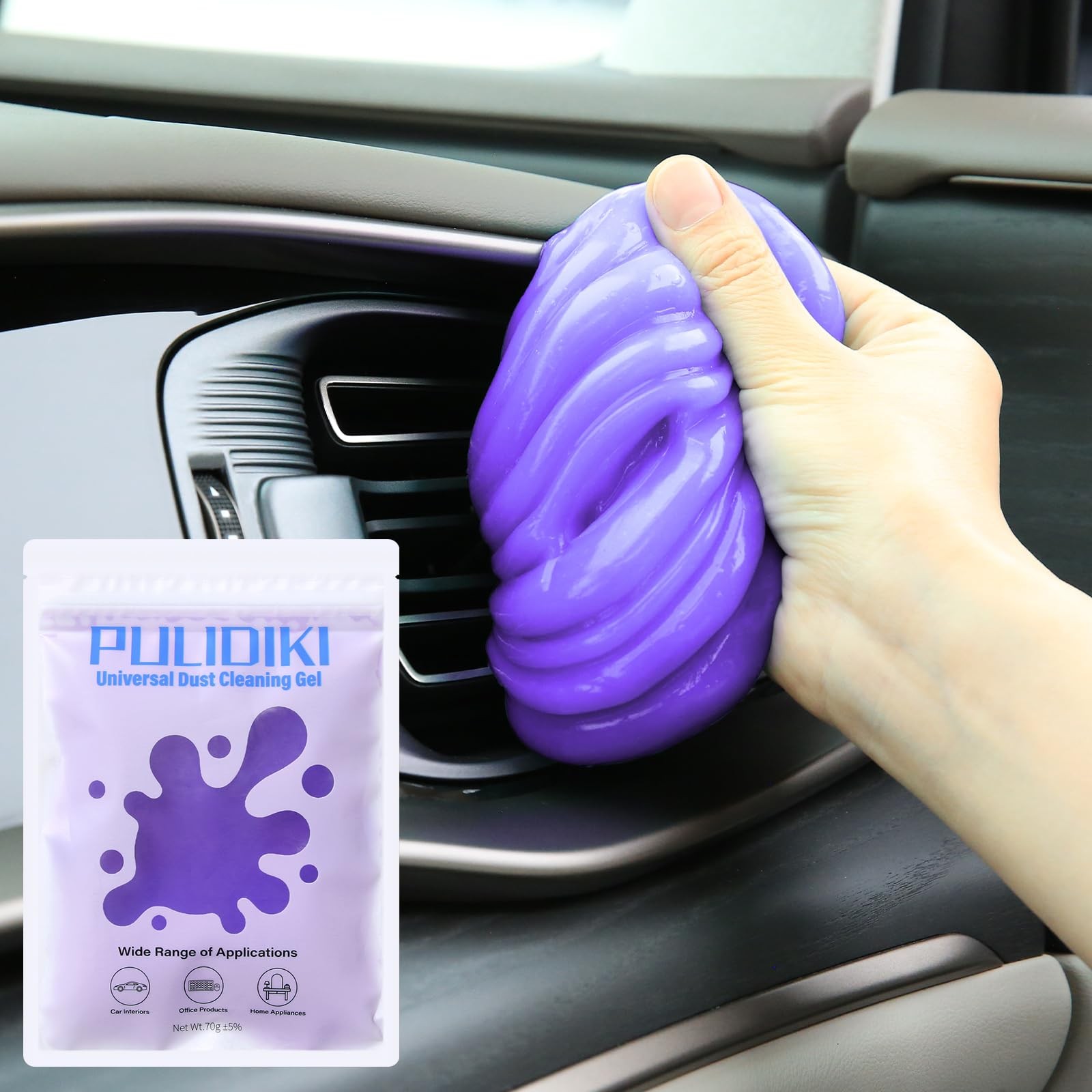 PULIDIKI Car Cleaning Gel Clean Putty, Universal Interior Cleaner Purple
