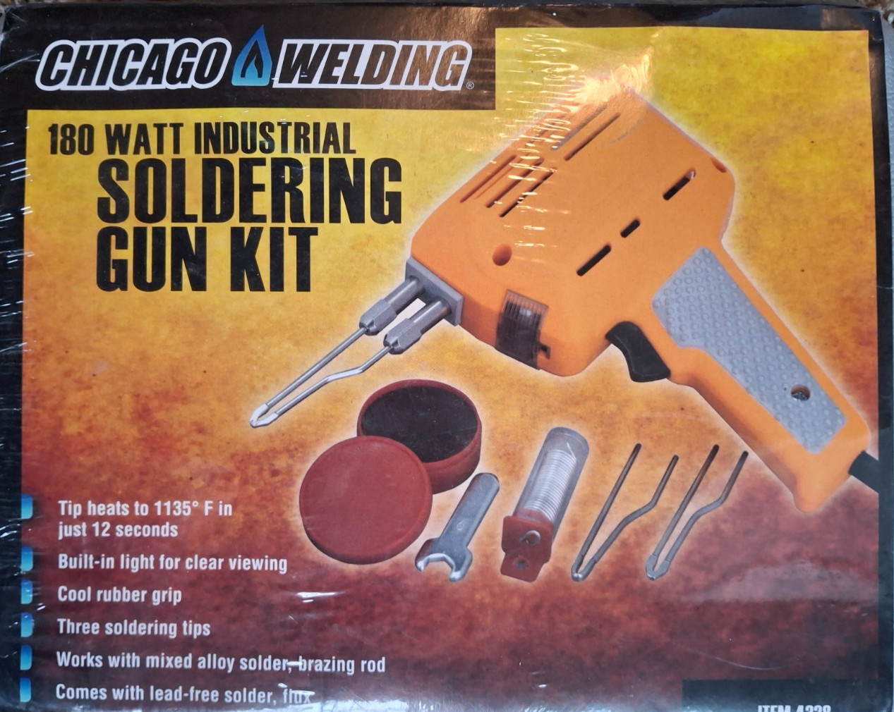 Chicago Electric Welding 180W Industrial Soldering Gun Kit w/ Tips Flux & Solder