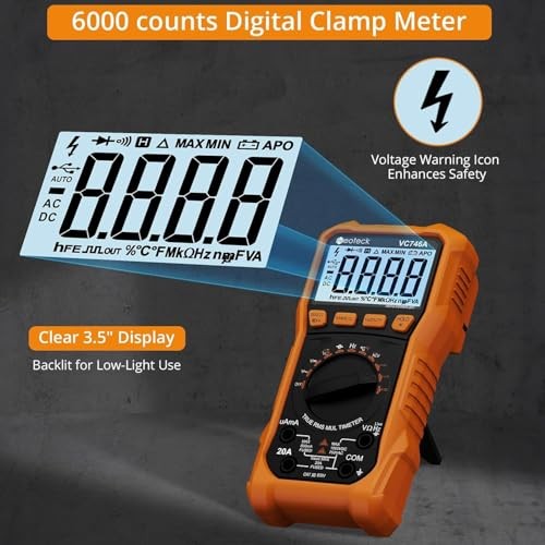 6000 Counts Digital Multimeter 750V AC 1000V DC with AC/DC Current