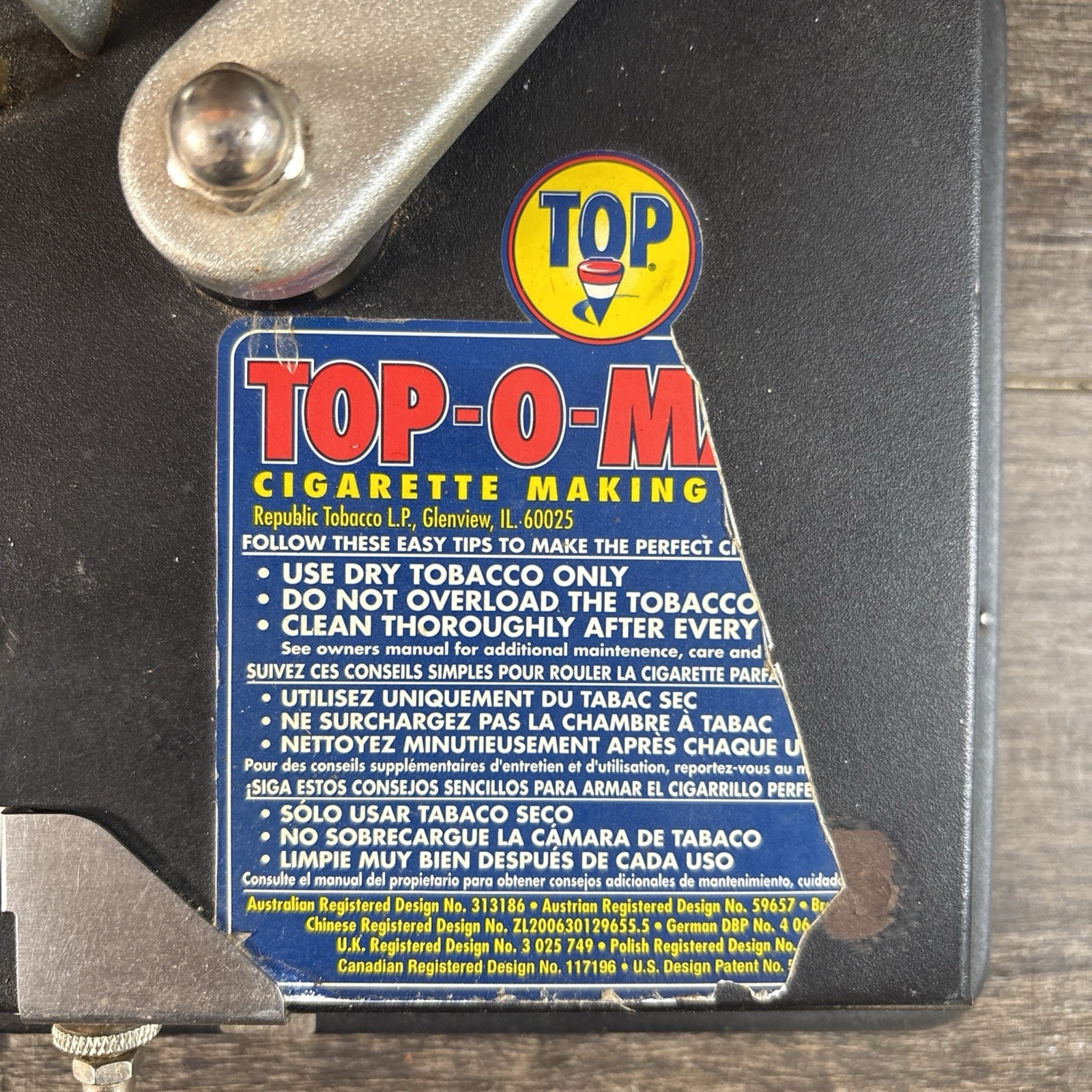 Top-O-Matic Collectible Cigarette Making Machine Cigarette Roller