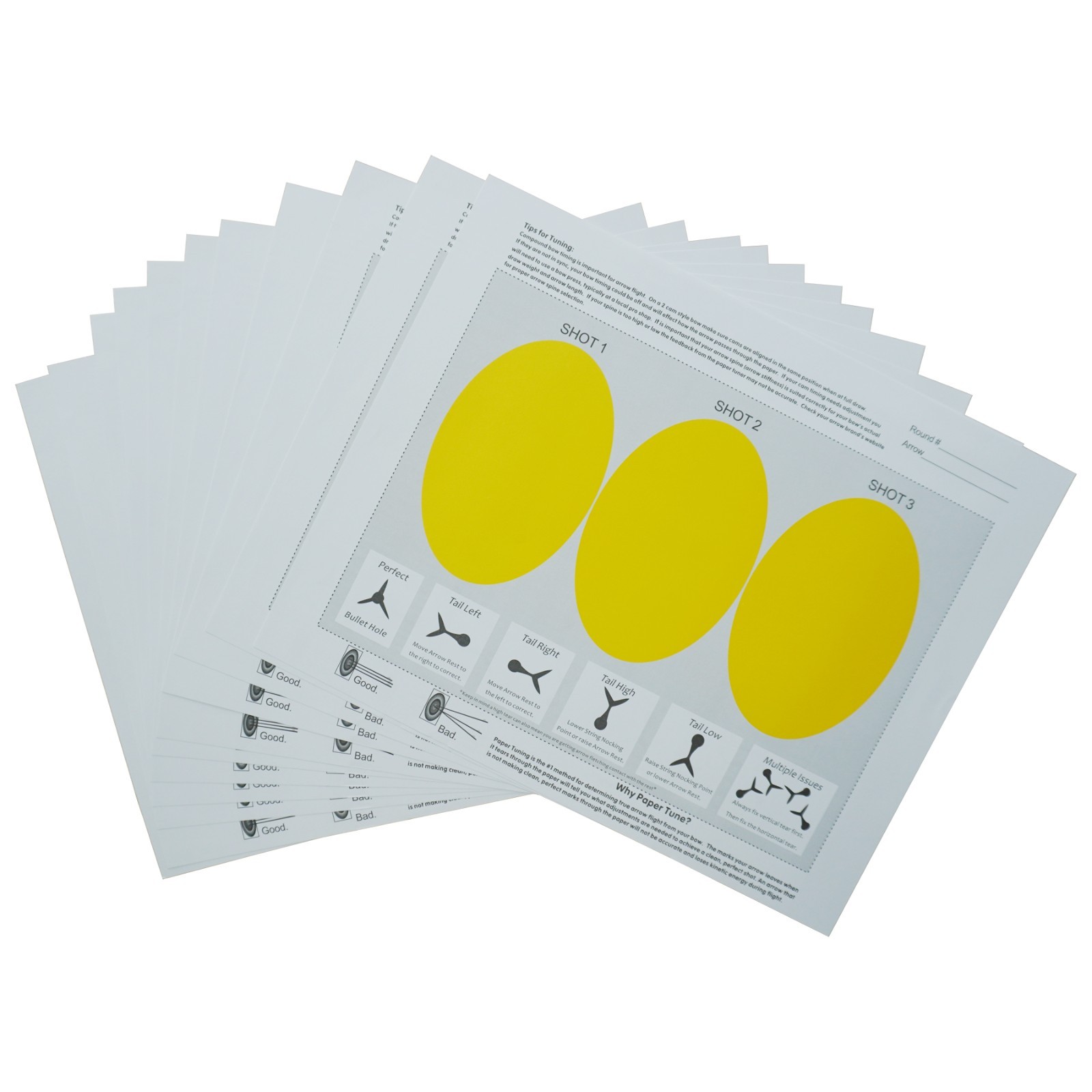 KHAMPA DIY Archery Paper Tuning Target Sheet 12/20 Pack Replacement Tuning Paper