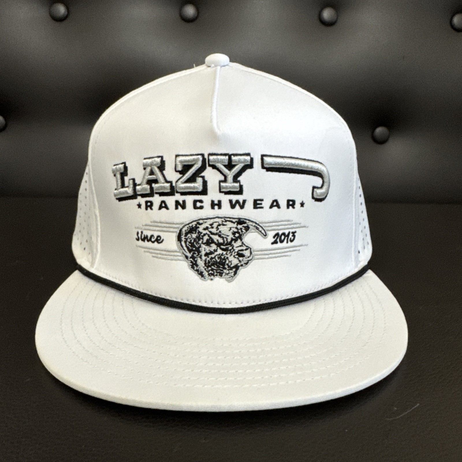 Lazy J Ranchwear White Perforated Embroidered Logo - Adjustable Cap