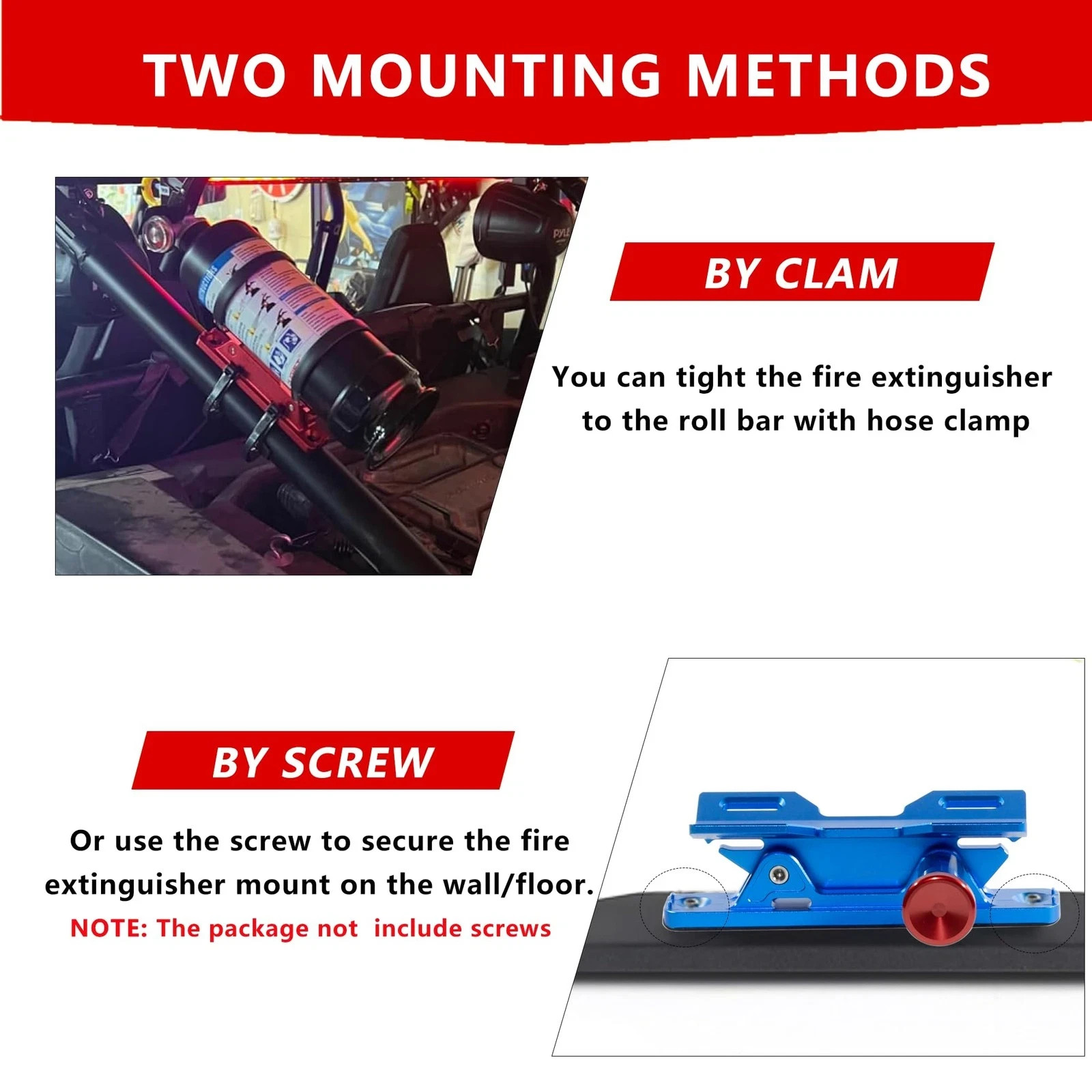 Quick Release Car Fire Extinguisher Mount – Blue Adjustable Aluminum Roll Bar...
