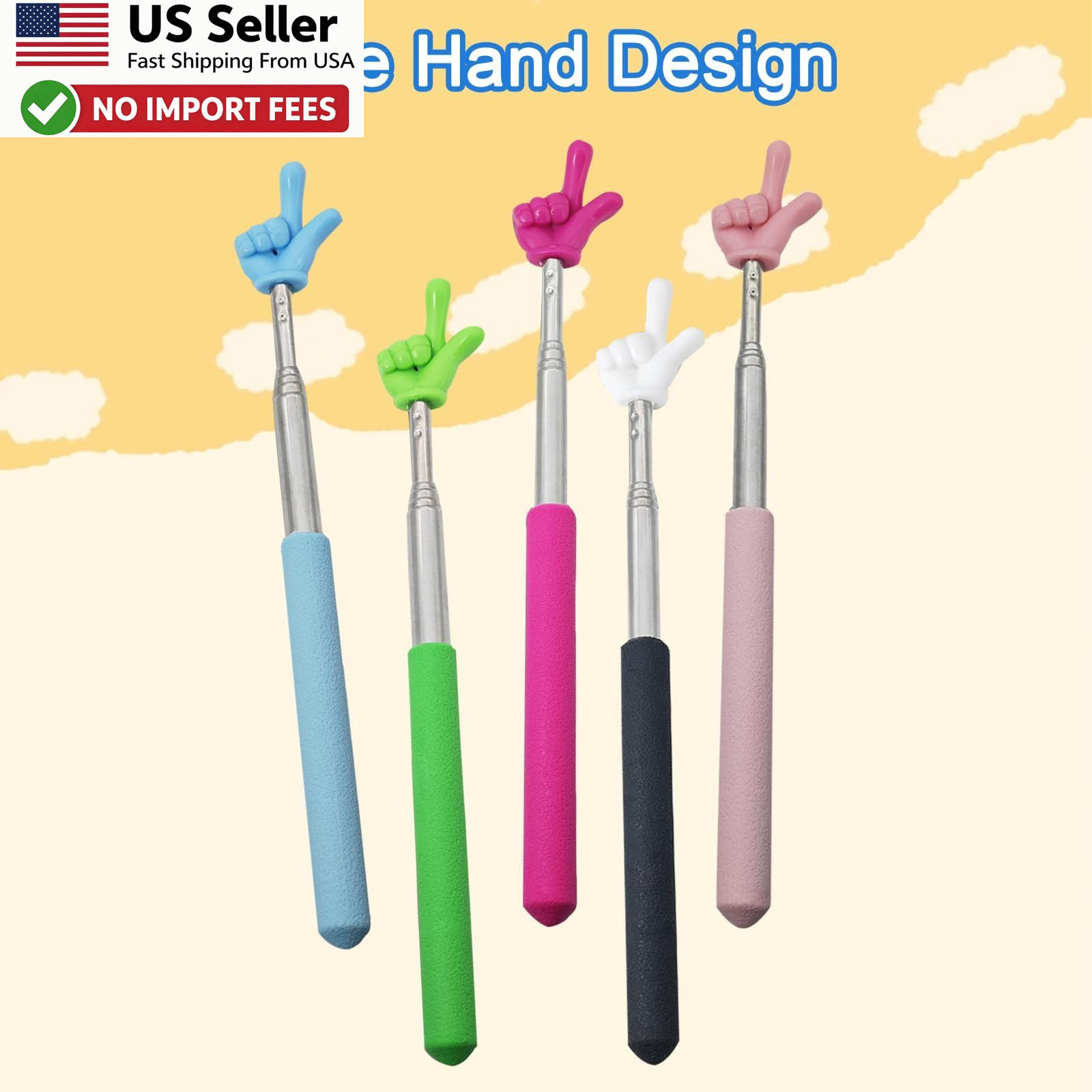 5PCS Extendable Teacher Pointer Stick Classroom Finger Pointer Set FROM USA