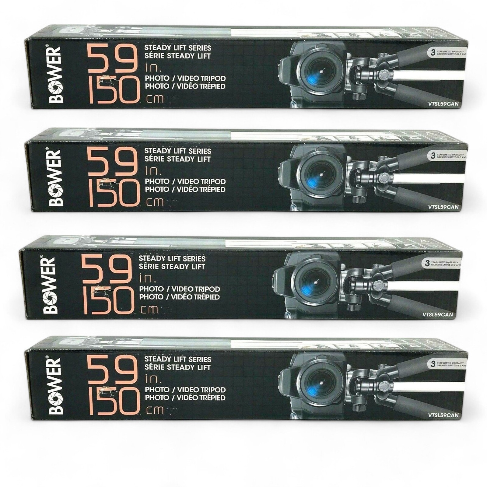 Lot of 4 Bower 59-inch Tripod VTSL59CAN Steady Lift Series Black