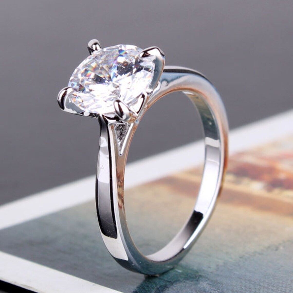 3.20 Ct Round Cut Lab-Created White Diamond Wedding Ring 925 Sterling Silver
