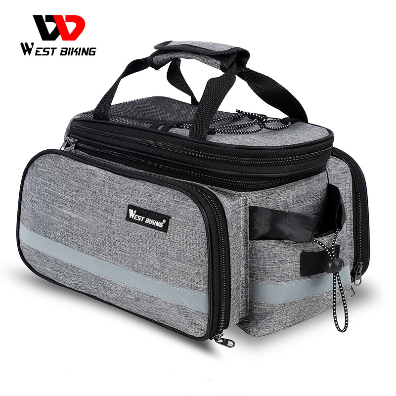 WEST BIKING Waterproof Bike Pannier MTB Bicycle Rear Rack Pack Bag Carrier Gray