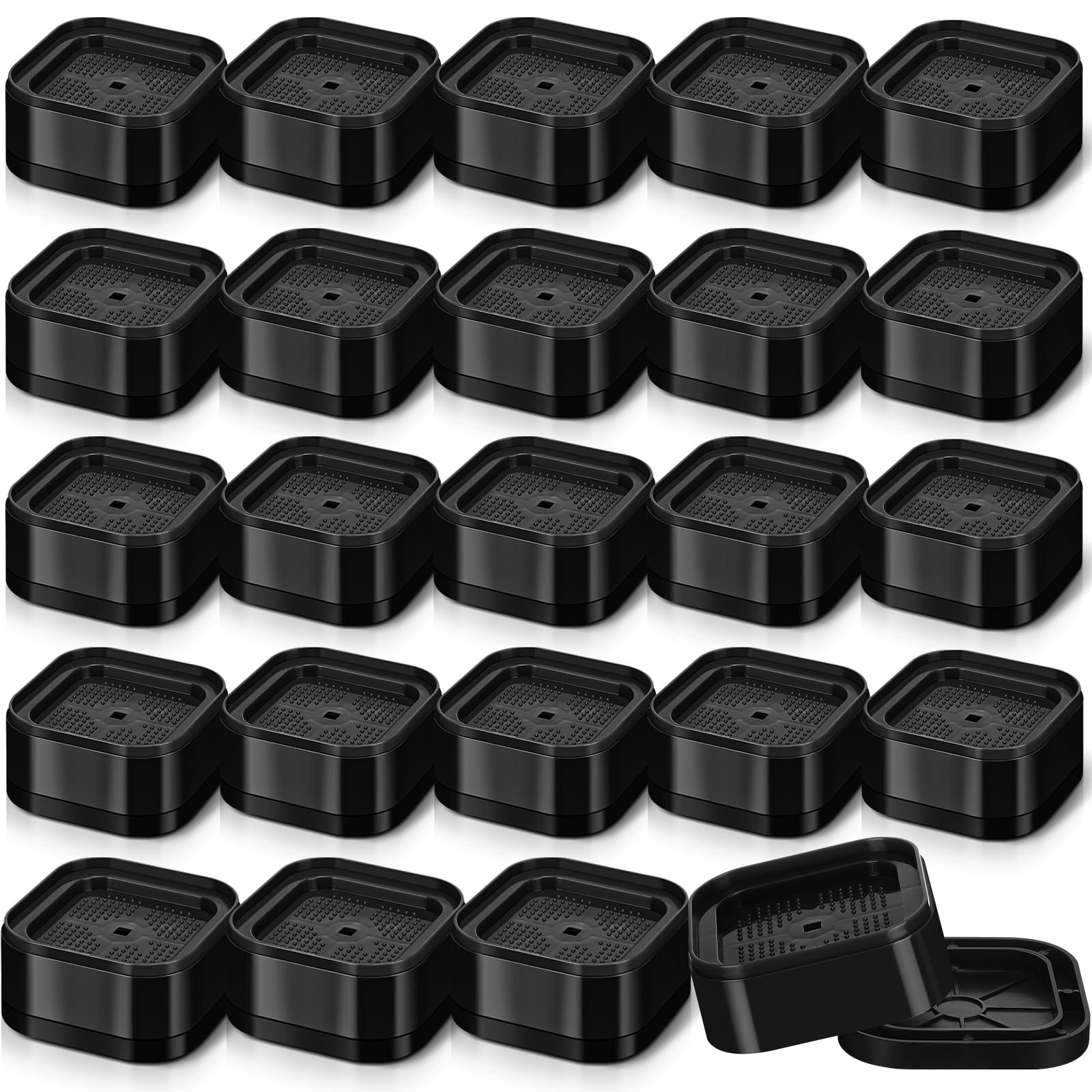 24 PCS Furniture Risers Stackable Square Bed Raising Blocks Black 1.38 Inch