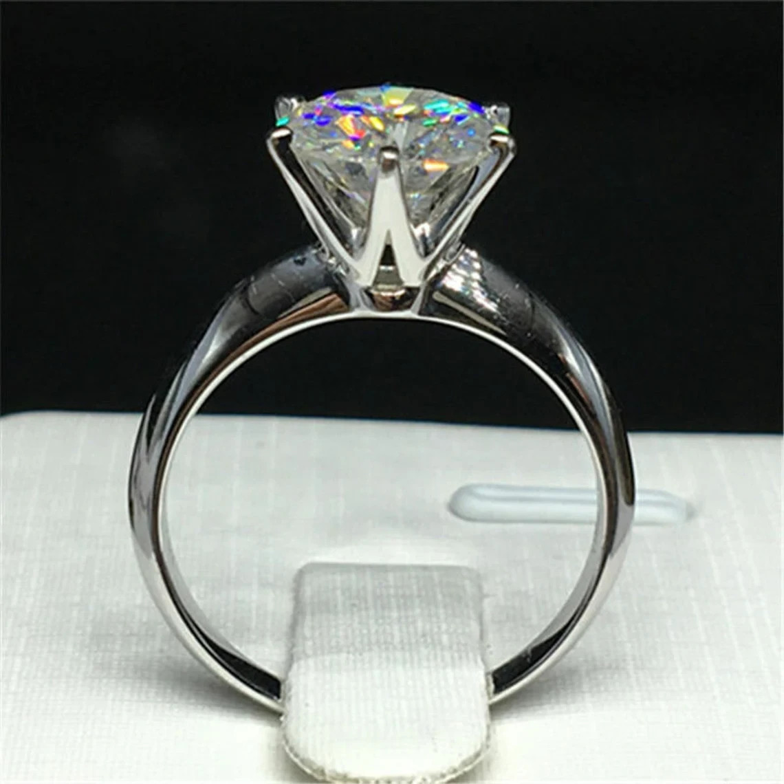 Lab-Created 2.10 Ct Round Cut White Diamond Wedding Ring 925 Sterling Silver