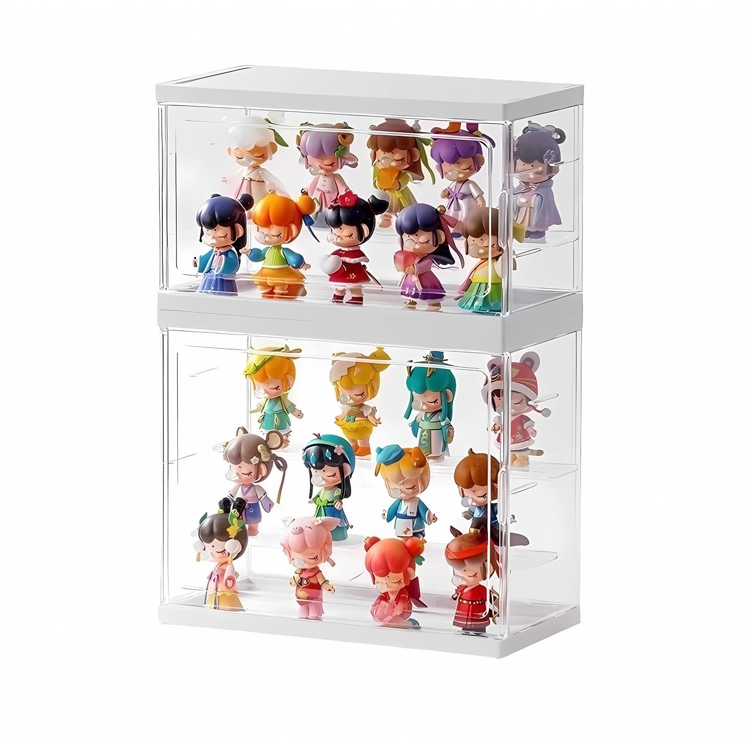 Acrylic Display Case with Shelves Stackable Collectibles Organizer for Blind ...