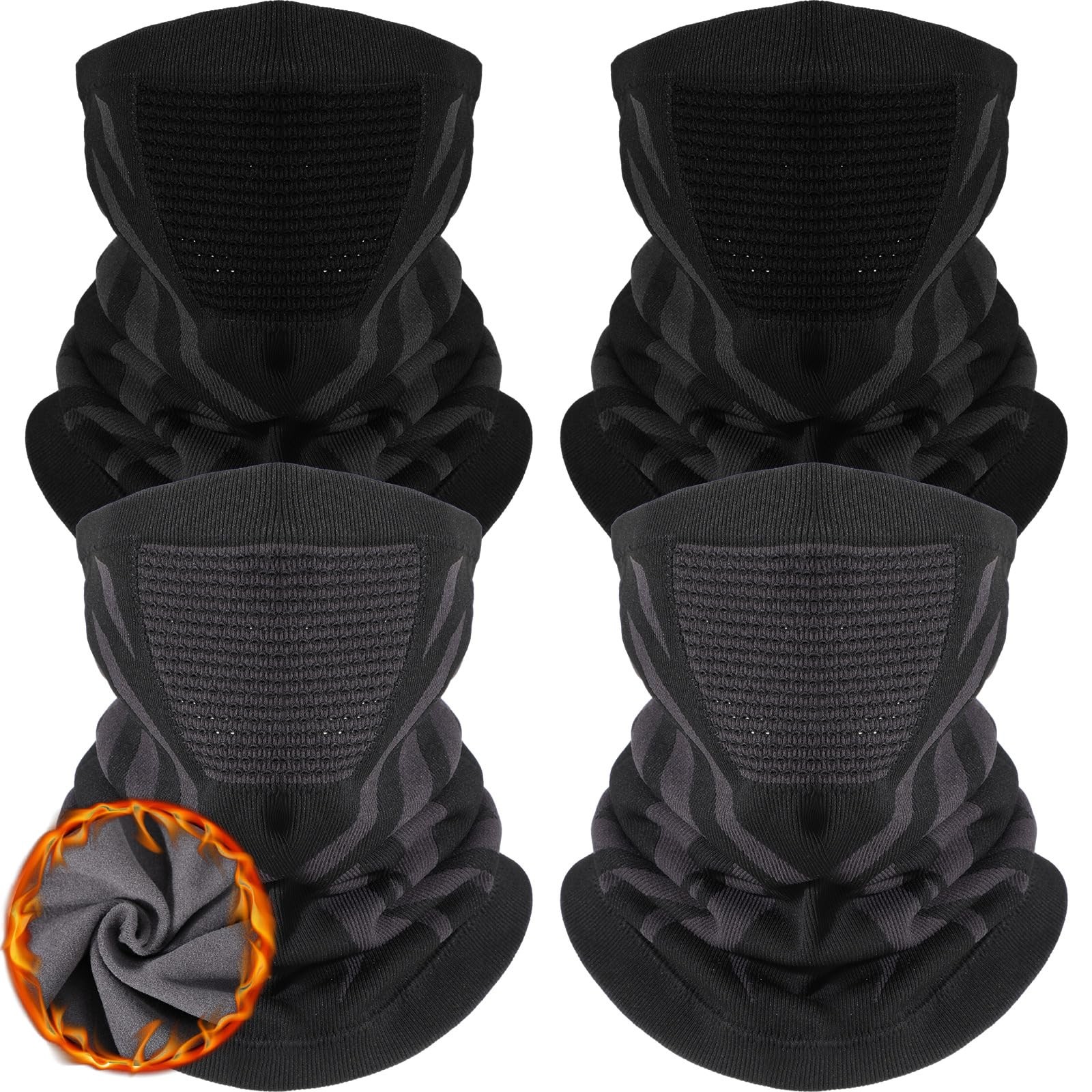Jeere 4 Pcs Winter Neck Gaiter Warmer for Men 9.06 x 15.75 inches, Dark