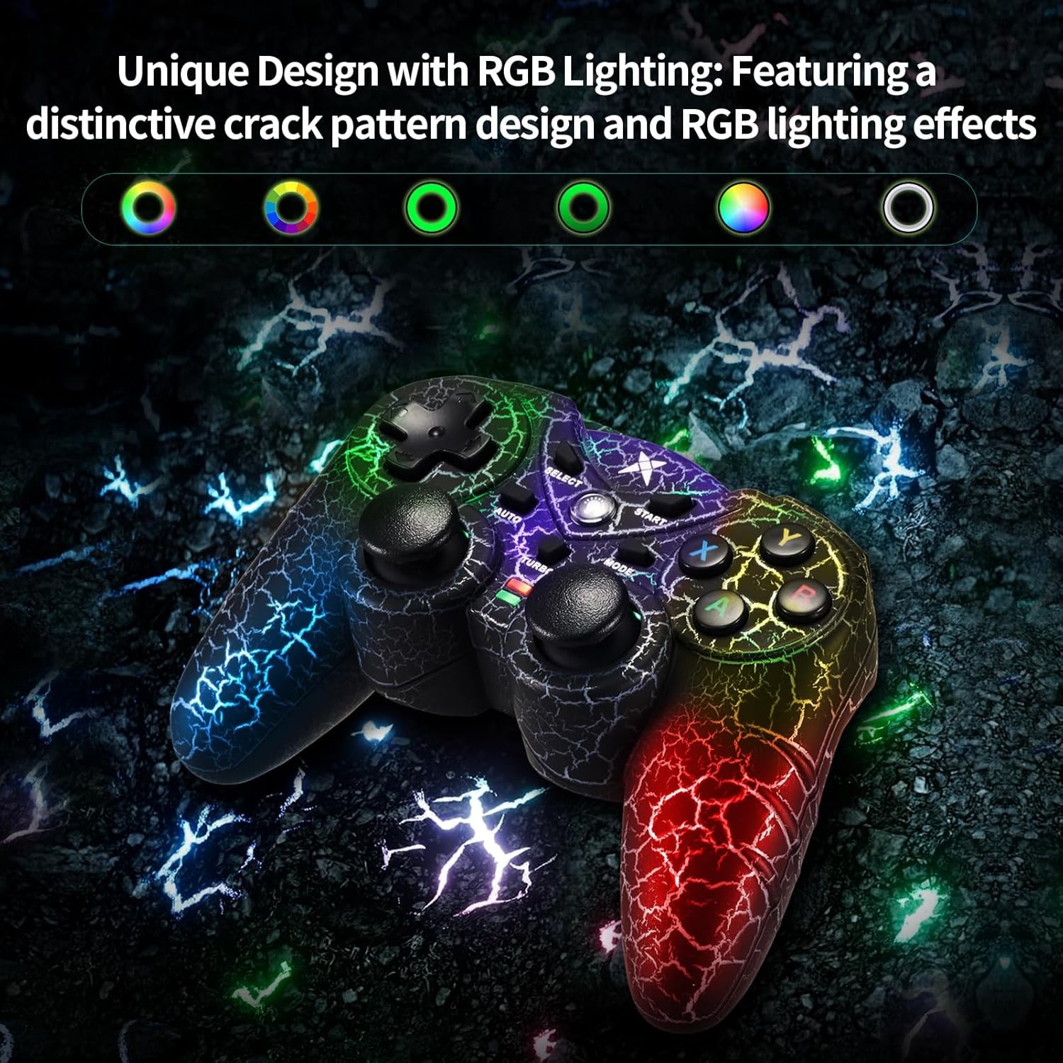 2.4GHz RF Wireless Gaming Controller LED Vibration for PC/PS3