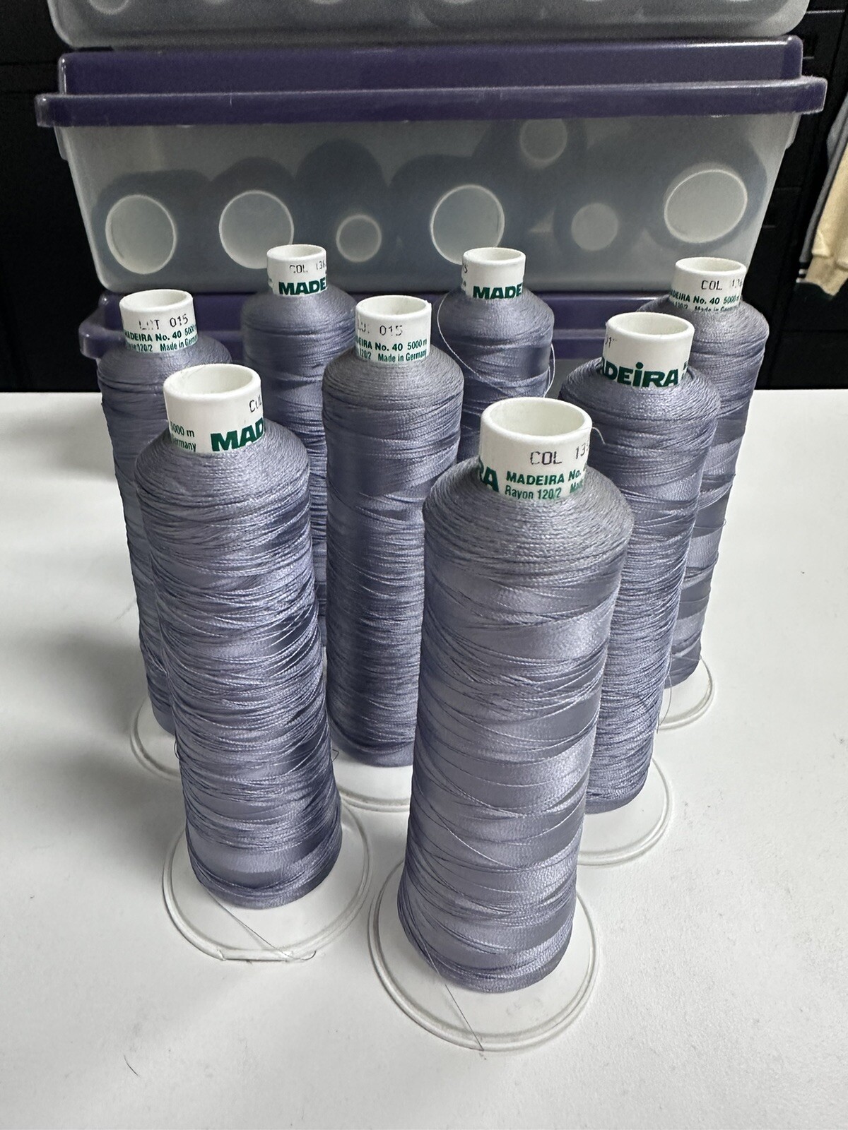 7 Madeira Classic Rayon Embroidery Thread - 40 5500 yd -GREY#1363