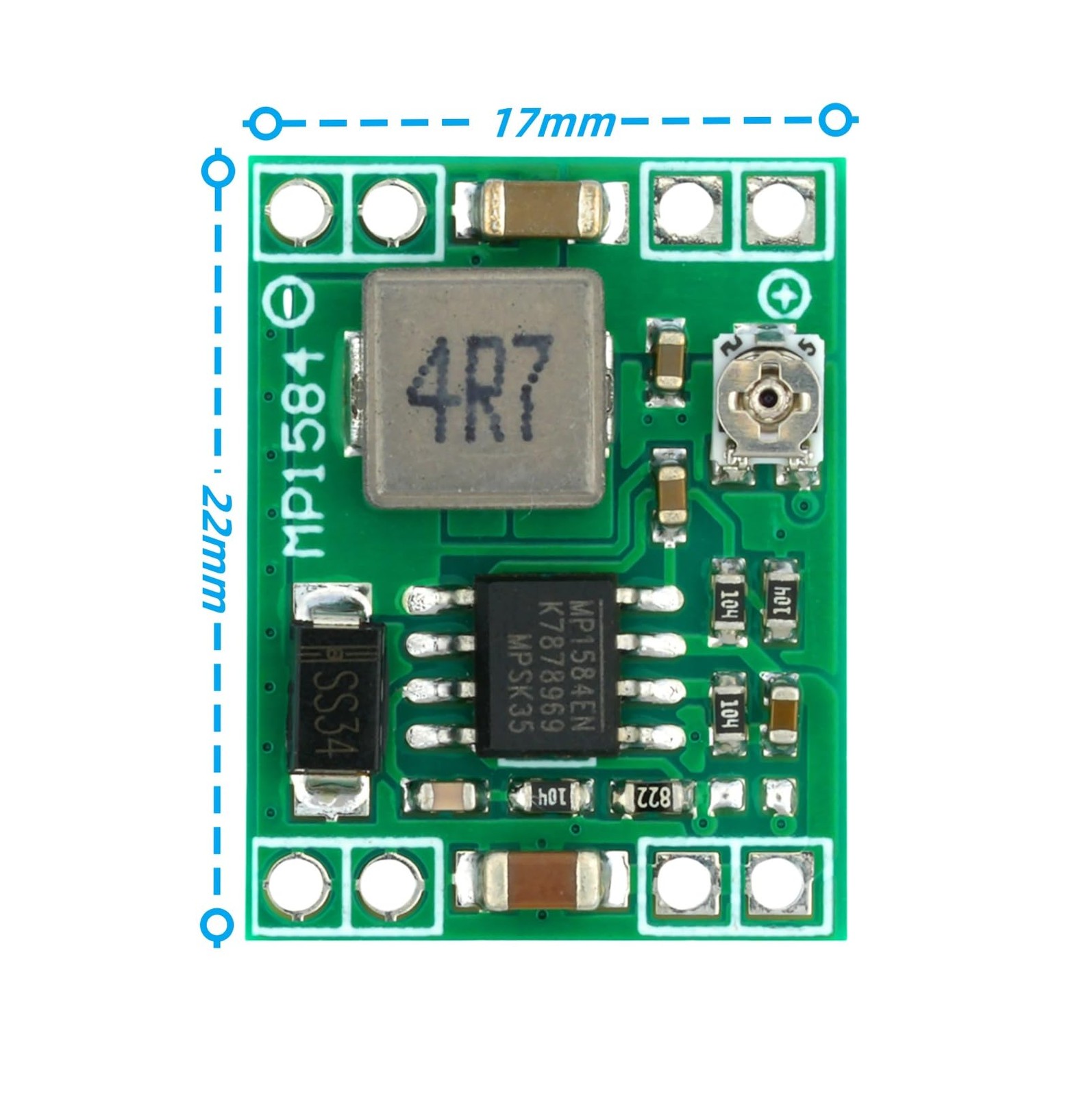 6 PCS MP1584EN Mini DC-DC Buck Converter 3A Adjustable Power Supply Module