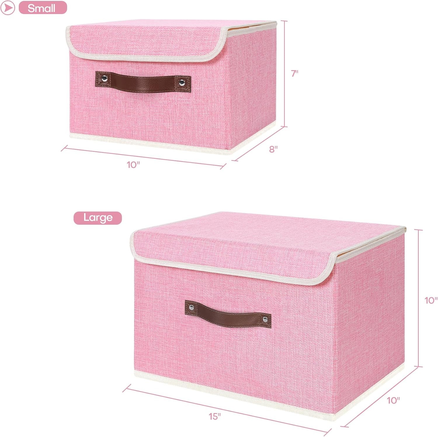 Storage Bin with Lid Storage Boxes with PU Leather Handles PP Plastic Board