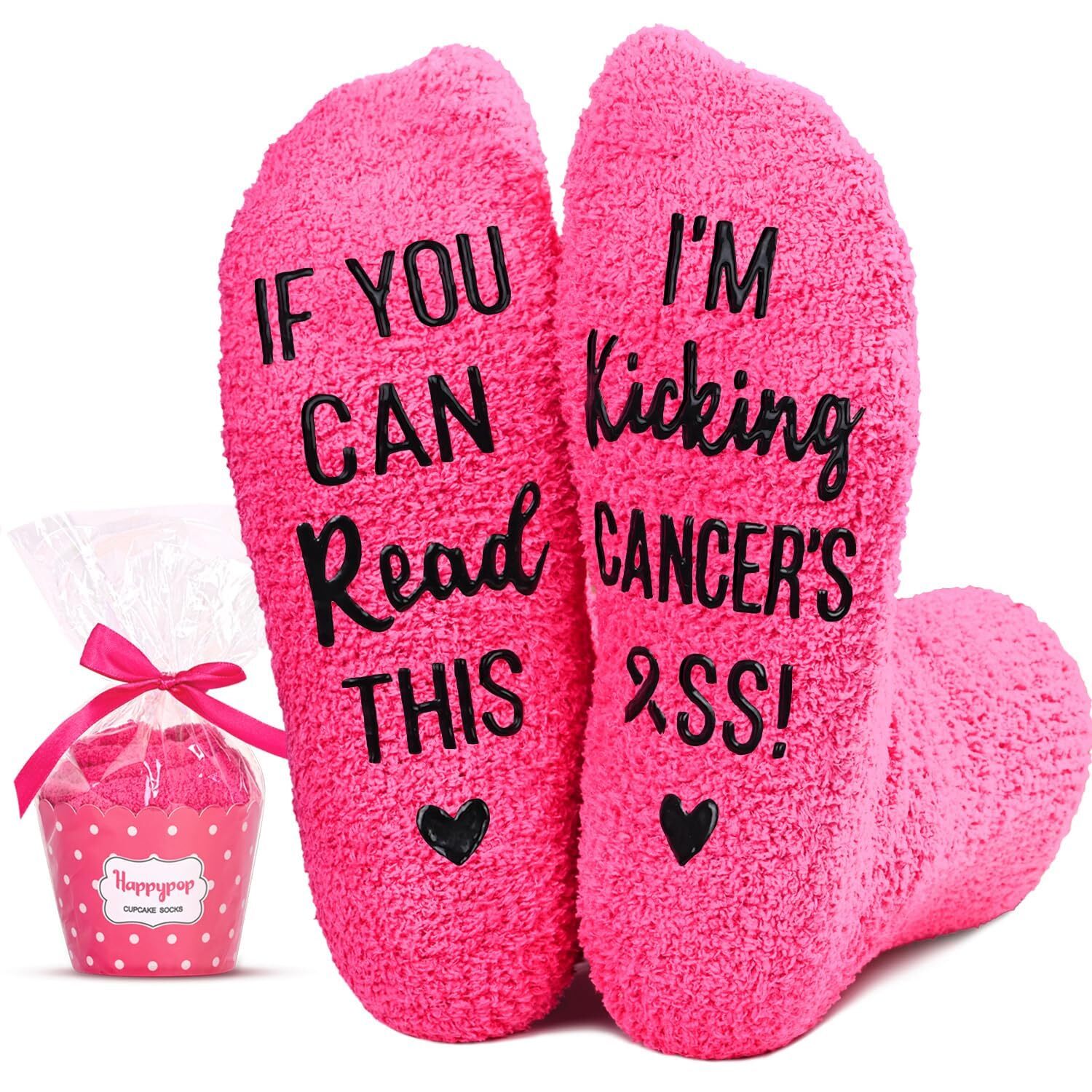 Fuzzy Cancer Awareness Socks - Inspirational Gifts For Women Breast Cancer Gifts