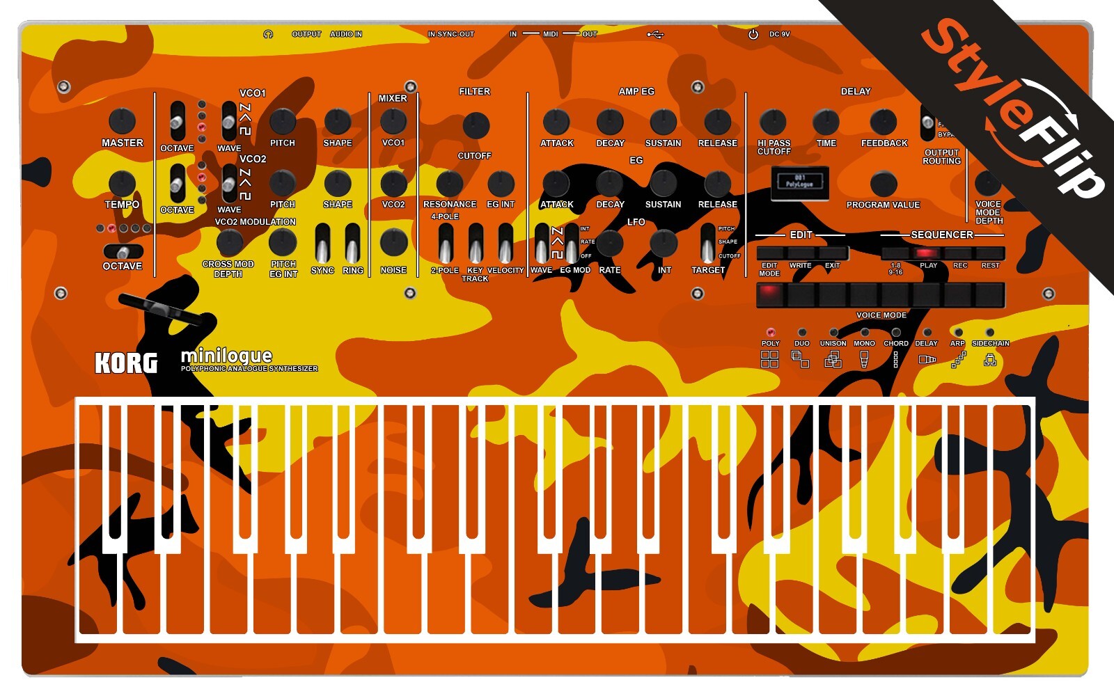 Korg Minilogue Skin | Orange Camo | Protective Decal | StyleFlip Skins