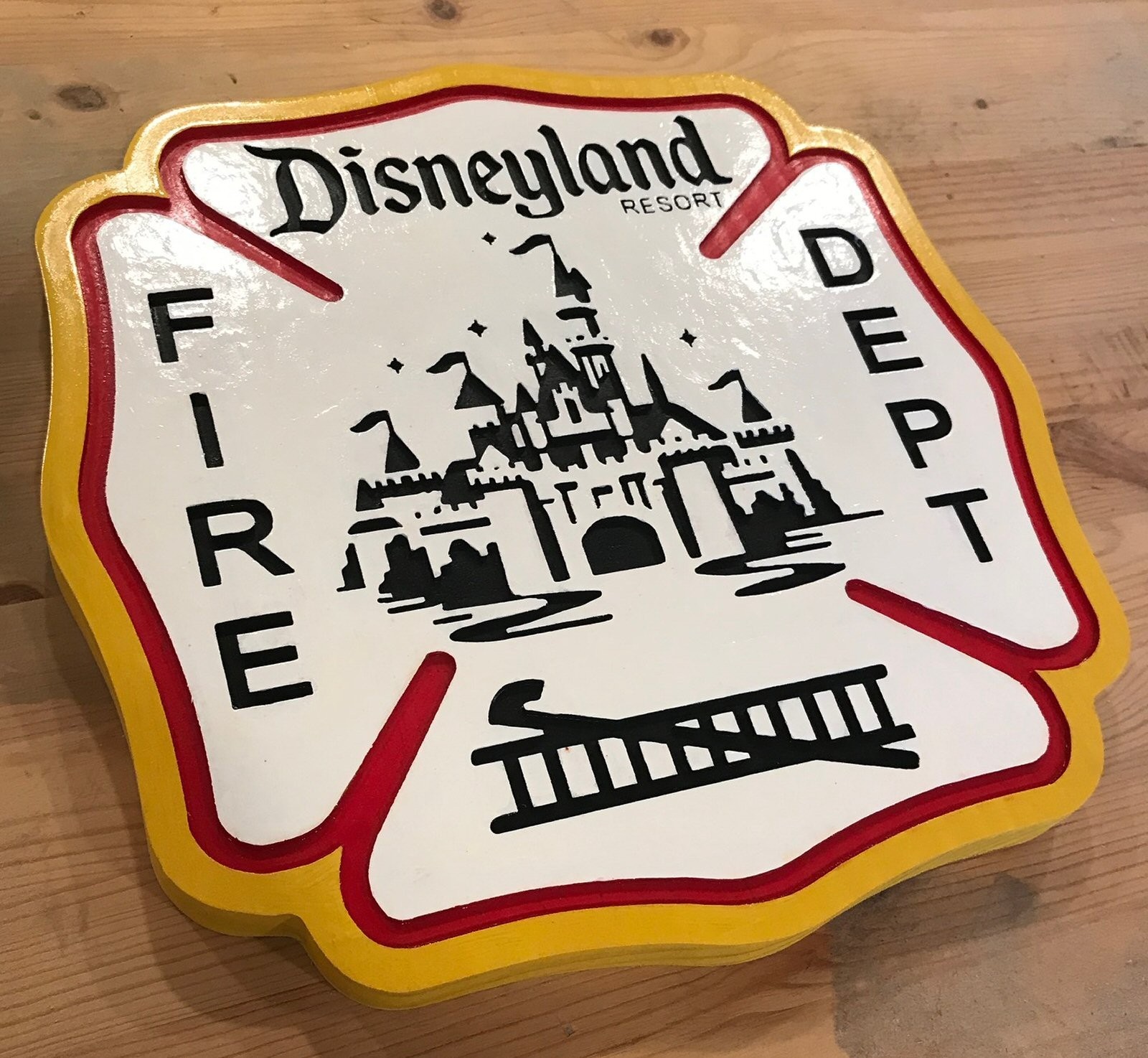 Fire Department Disneyland 3D routed wood patch palque sign award Custom