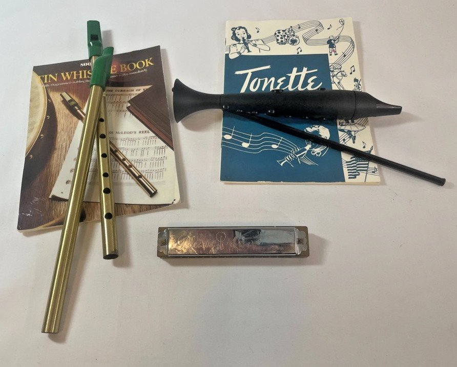 Kids Wind Instrument Set - 4 Pieces with 2 Music Books