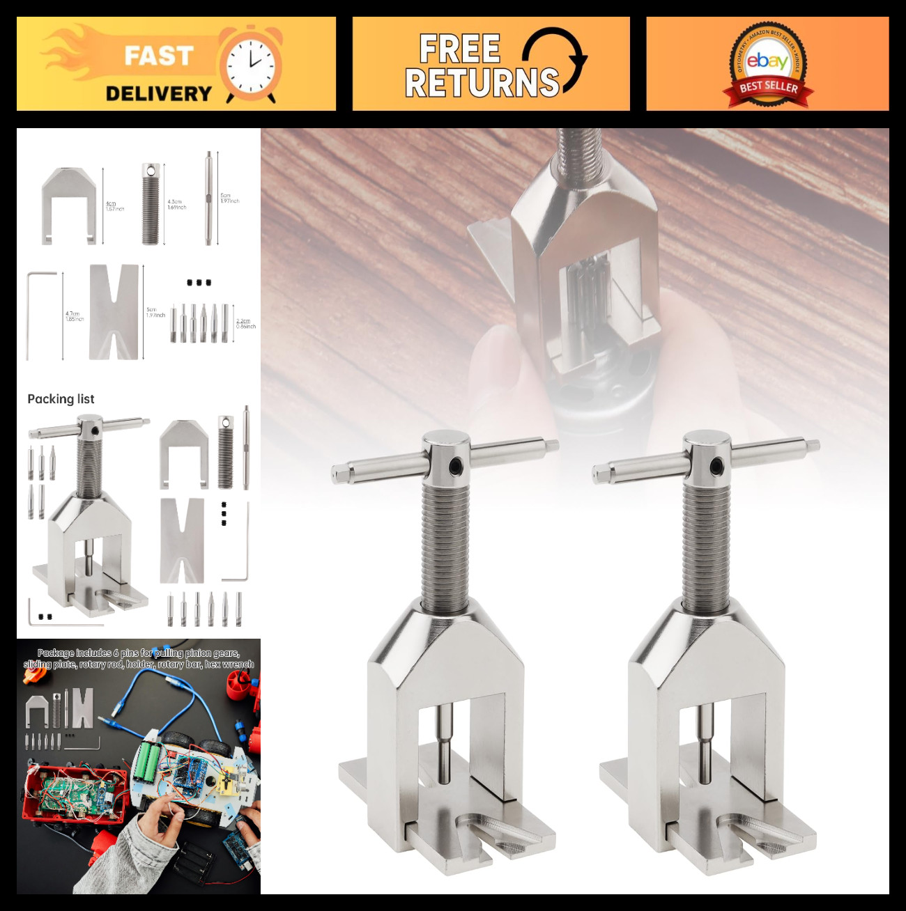 Upgraded Motor Pinion Gear Puller Set for RC Vehicles & Helicopters - 6 PCS Heav