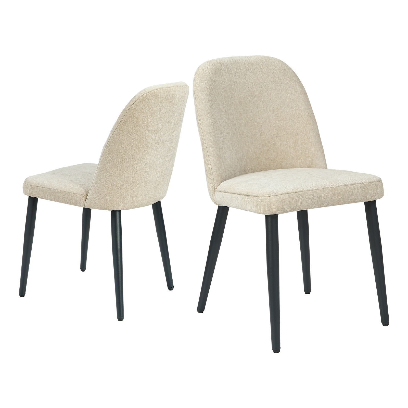 Beige Fabric Identities Chair with Metal Legs, Armless Chair Set of 2 for Kitc
