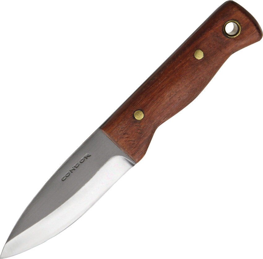 Condor Tool & Knife Mini Bushlore Knife Wood 1075 Carbon + Leather Sheath 2323hc