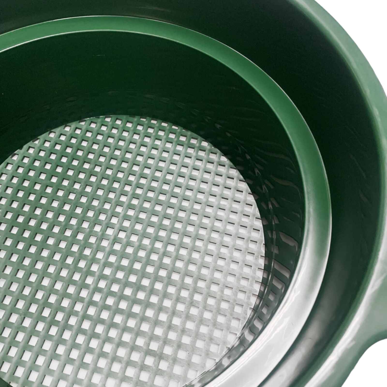 1/4" Mesh Classifier | 6" Deep | Green Plastic Screen With Handle | Stackable