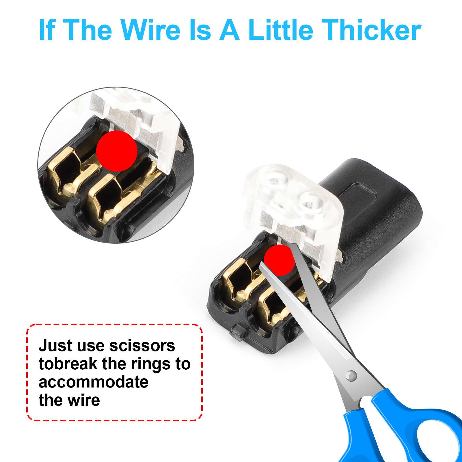 50 pcs Double-Wire Plug-in Connector, Cable Clamp with Locking Buckle, AWG 18-22
