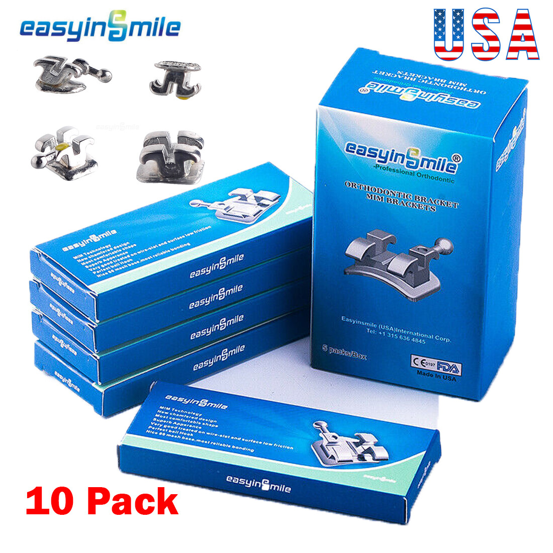 10Packs Dental braces Orthodontic MINI Roth/MBT 022/018 Hook 345 Brackets Dental