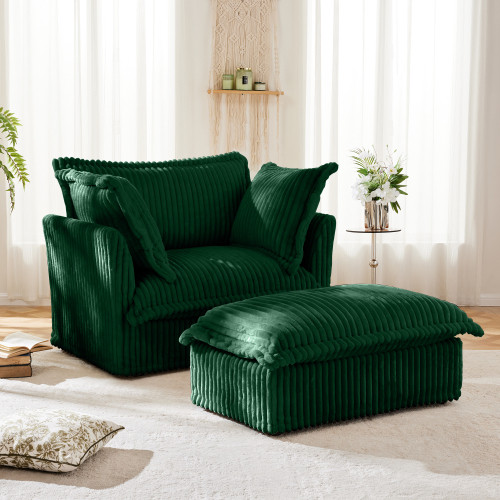 Deep Seat Armchair for Living Room Armchair Sets with Large Soft Pillow Set of 2