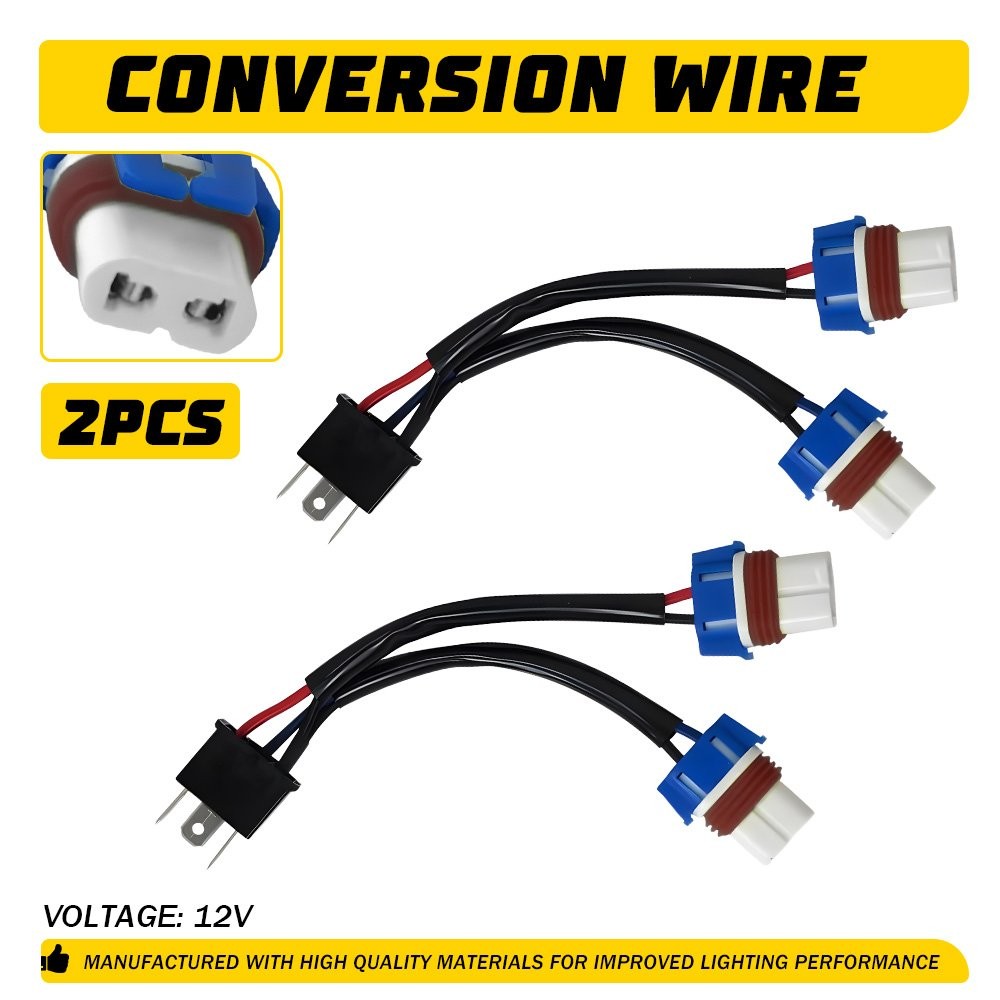 2X Black 9003 HB2 to 9005 9006 HB3 HB4 Conversion Wire For Dual/ High / Low Beam