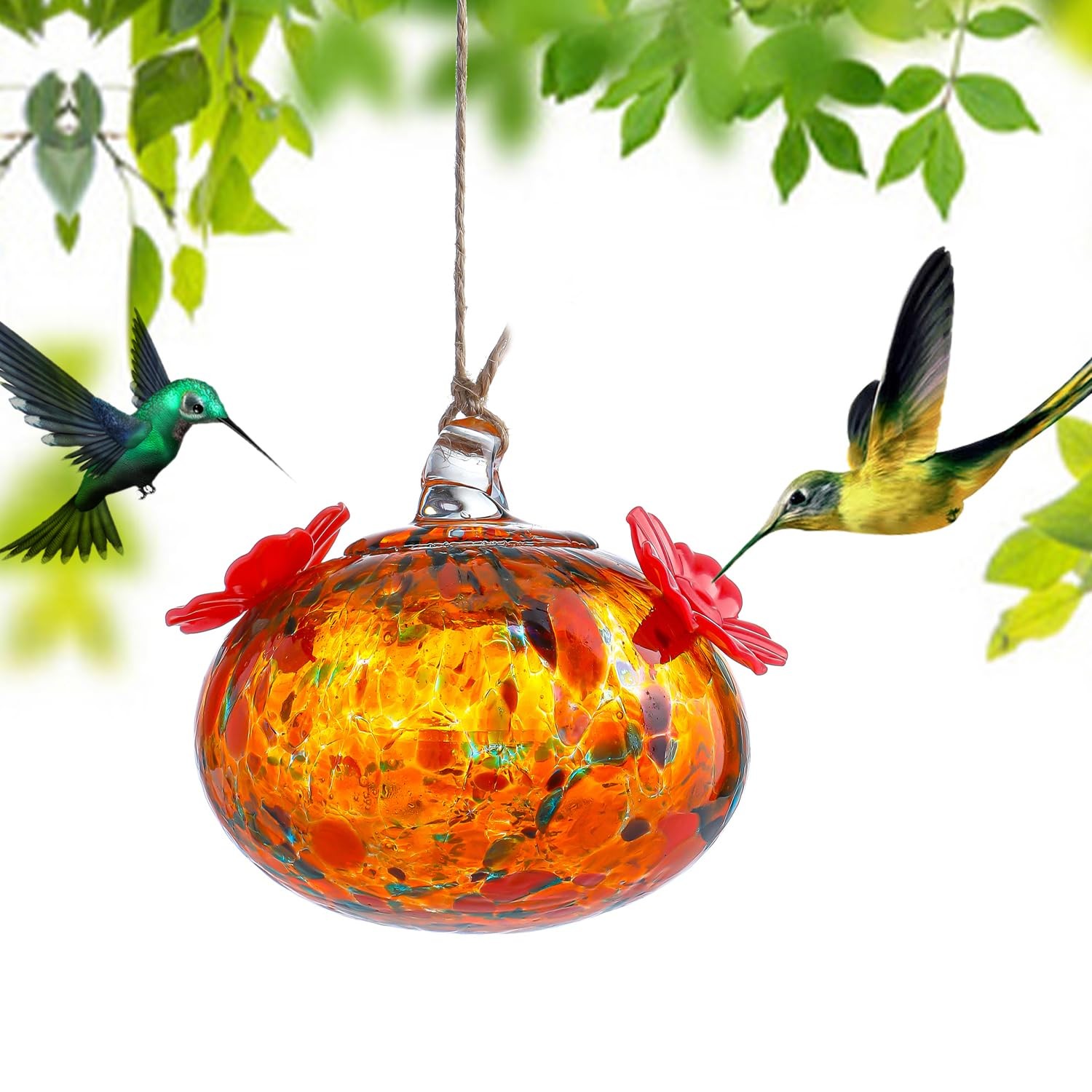 3in Small Colorful Hummingbird Feeder Glass for Outdoors Window Hanging C