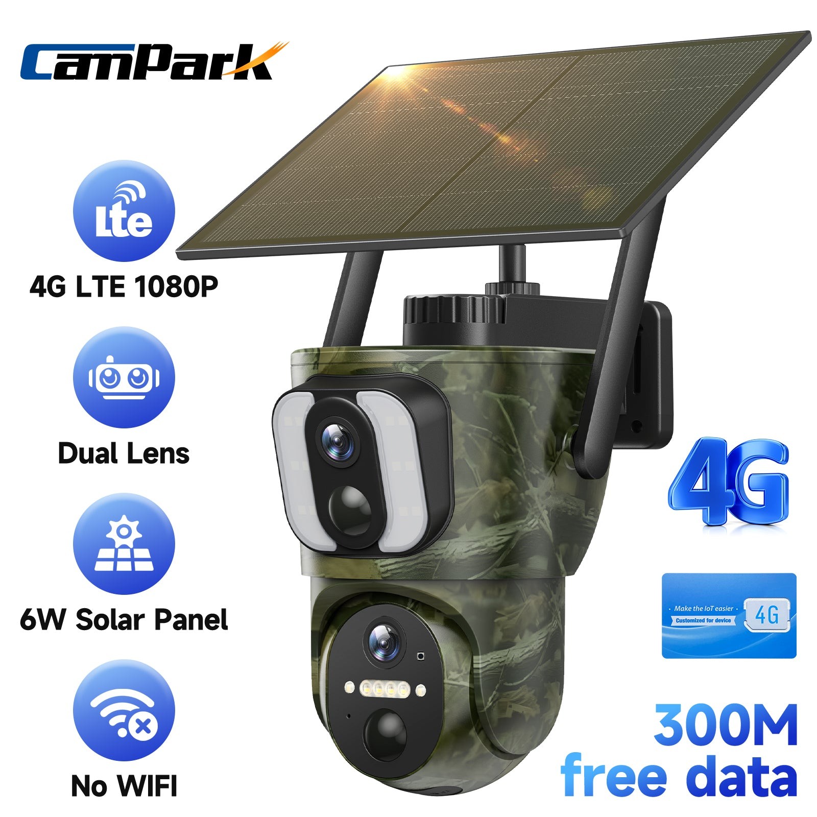 Campark Solar 4G LTE Cellular Trail Camera Dual lens PTZ Live View Security Cam