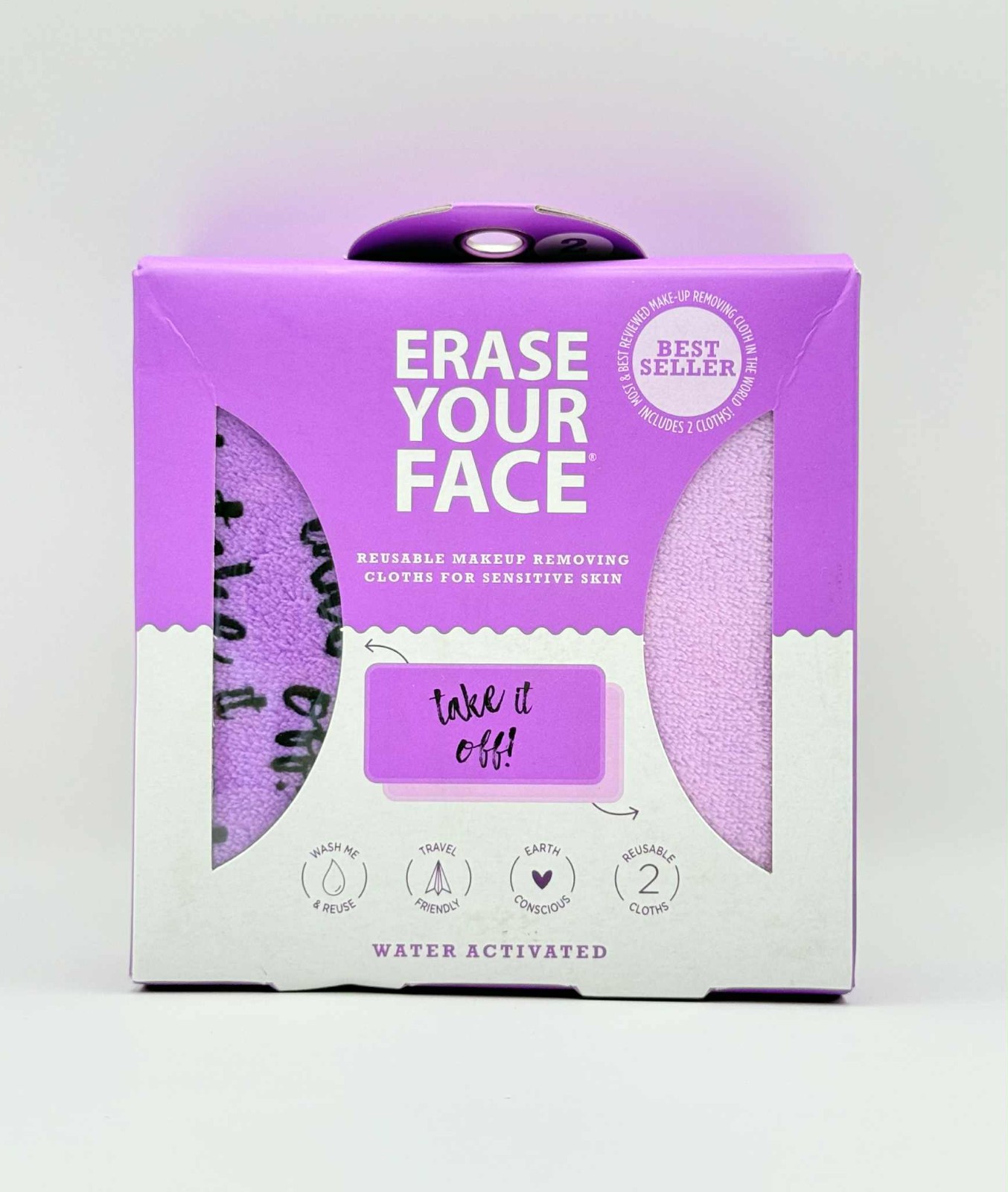 ERASE YOUR FACE Reusable Makeup Removing Cloths For Sensitive Skin 2 Pack