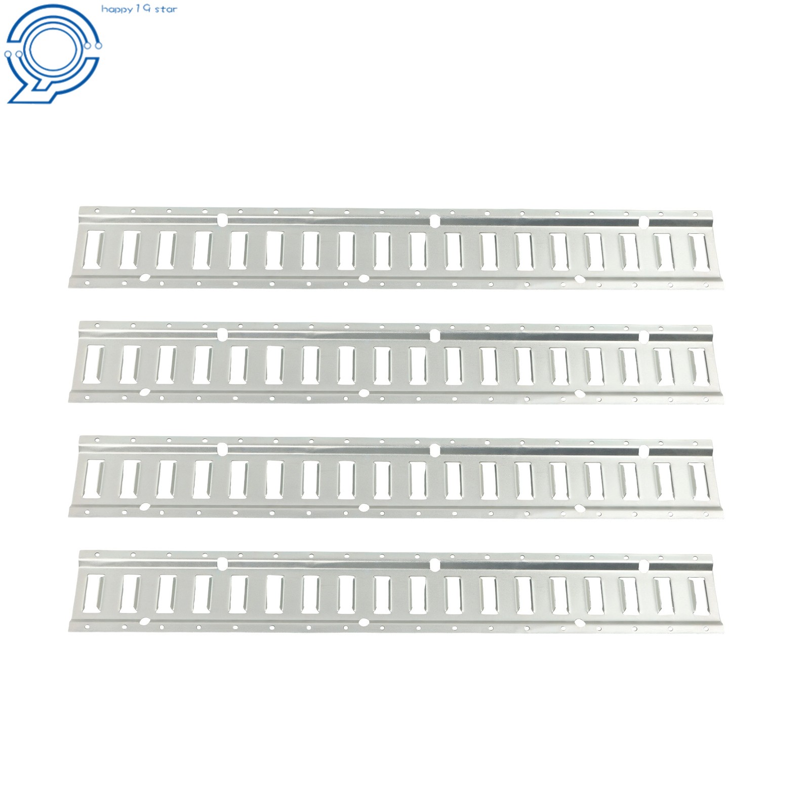 Silver 4 Pack 3' E Track Tie Down Rail Kit with Powder-Coated Steel For Garages