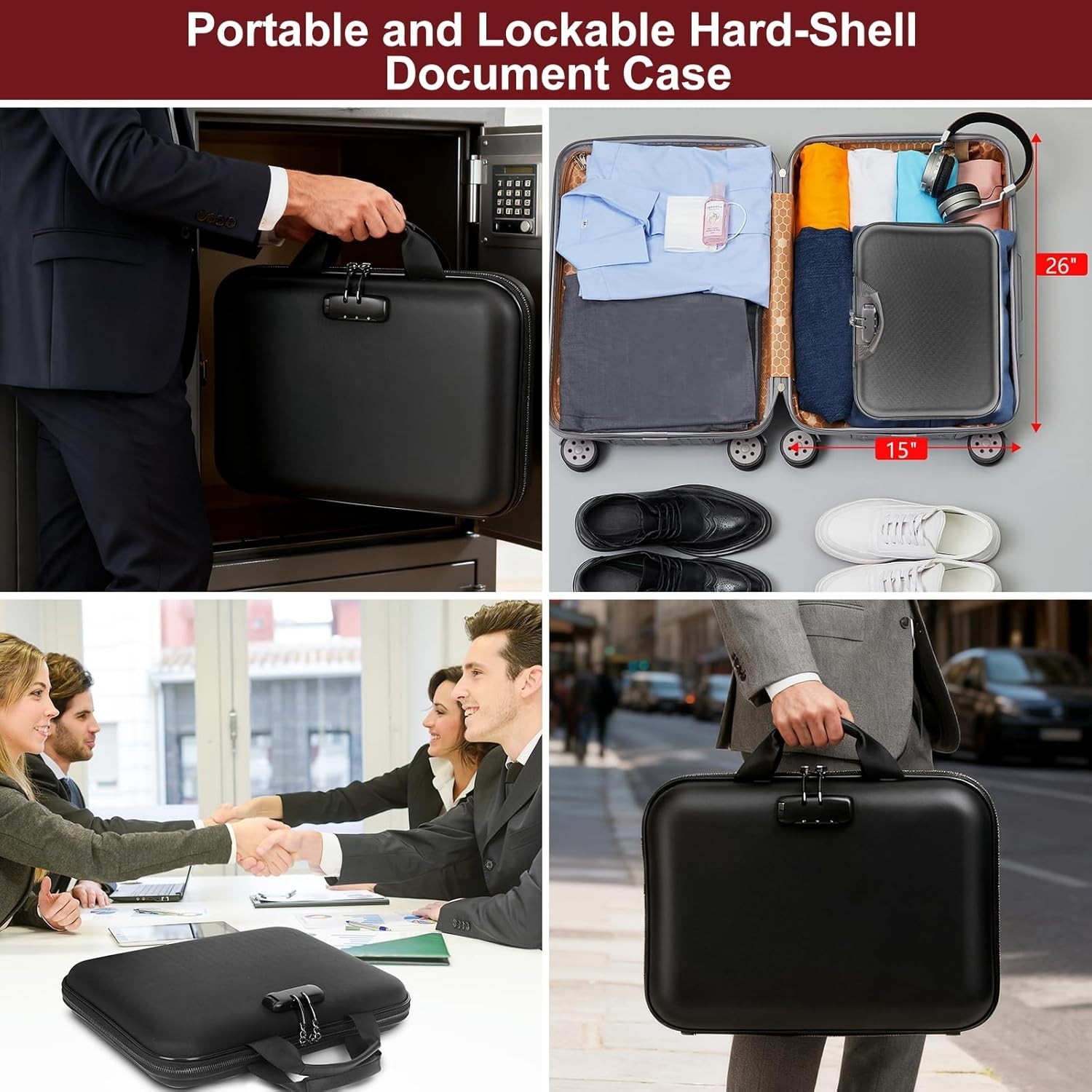 Secure Hard-Shell Fireproof Document Box with Combination Lock - 42 Compartments