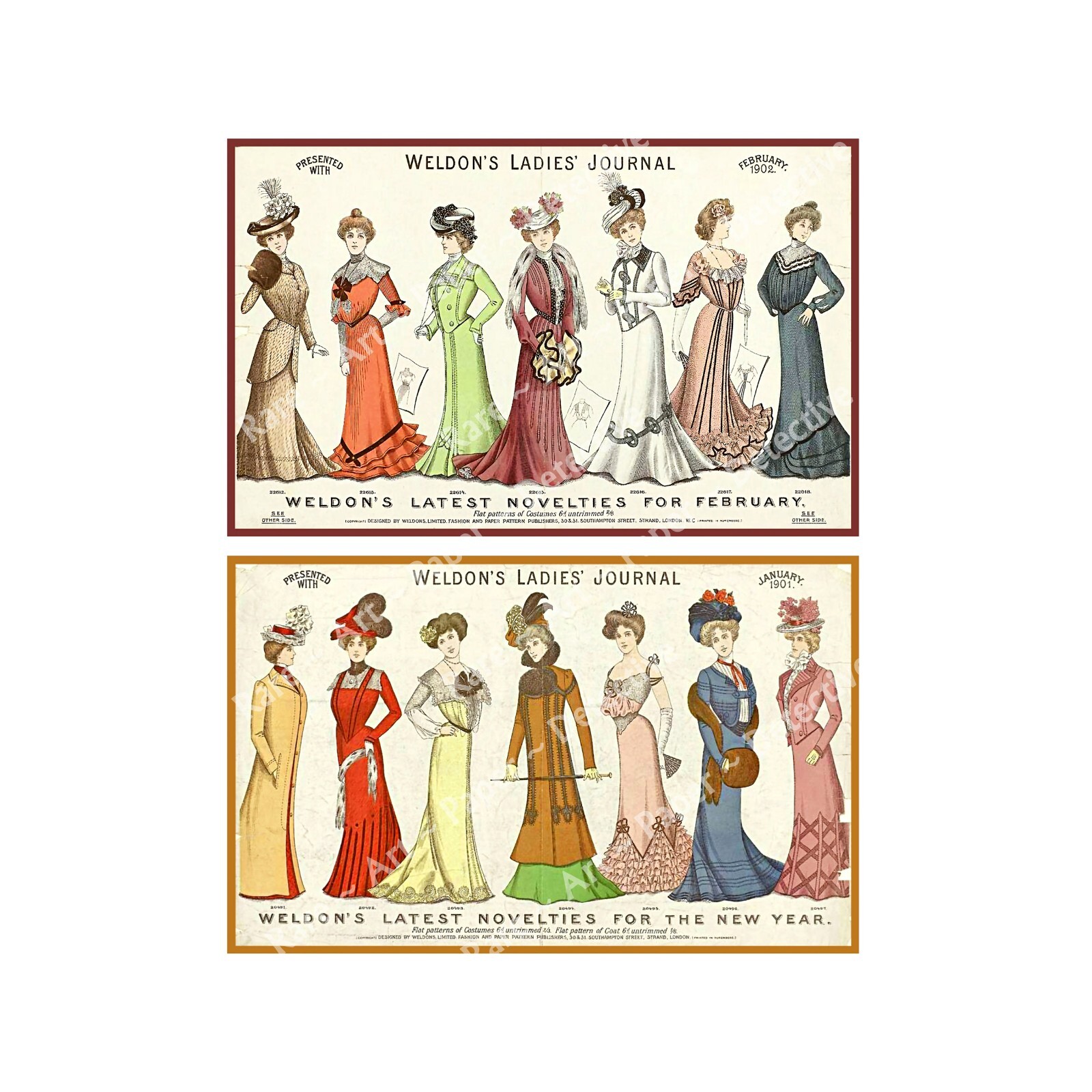 Vintage Advertising Fashion & Clothing Sticker Sheet, Reproduction Illustrations
