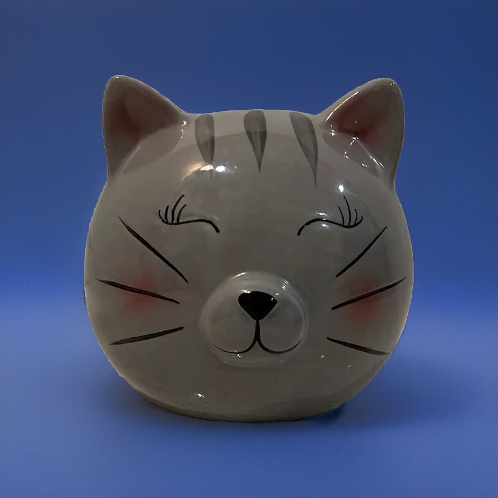 Gray Cat Sweet Eyes Planter Storage Ceramic