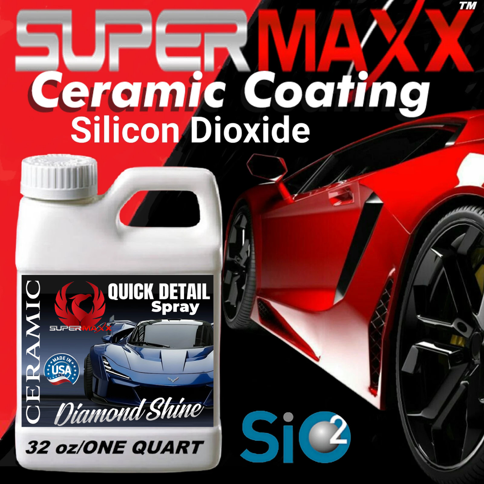 CERAMIC QUICK DETAILER SPRAY CAR COATING SIO2 SILICON DIOXIDE 32 OZ BONUS - KIT
