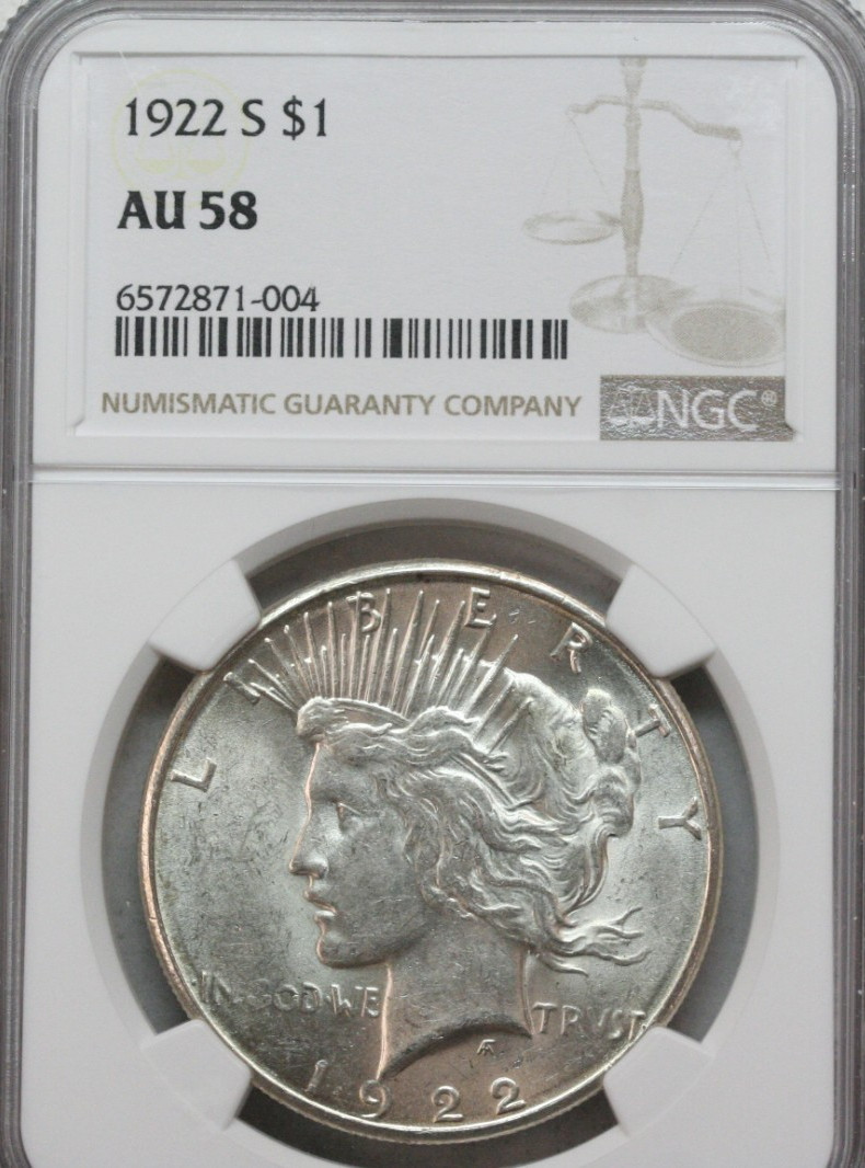 1922s Peace Dollar   NGC AU58