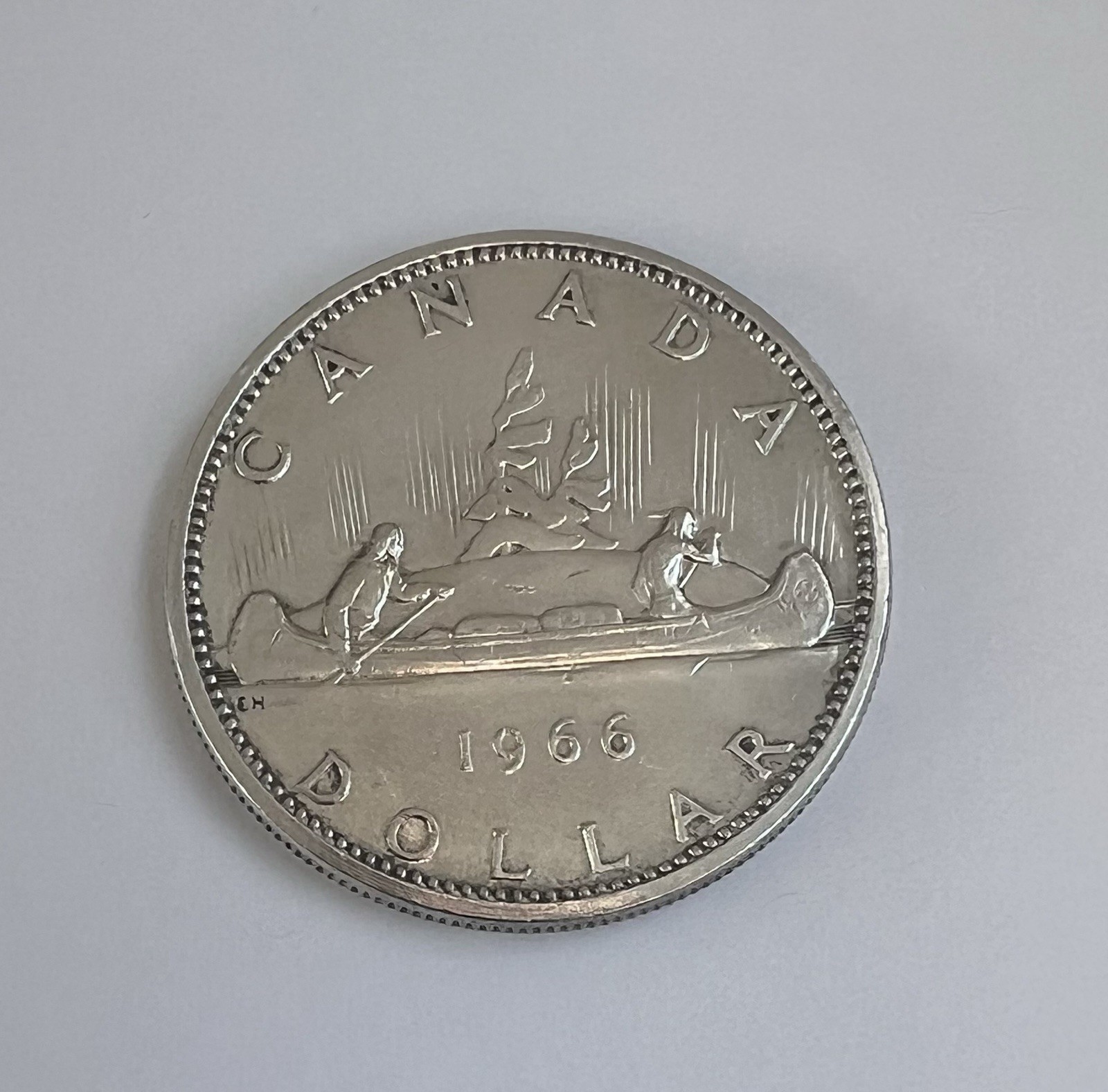 .008 Fine 1966 Canadian Silver Dollar Coin Voyageur 80% Silver Canada🇨🇦