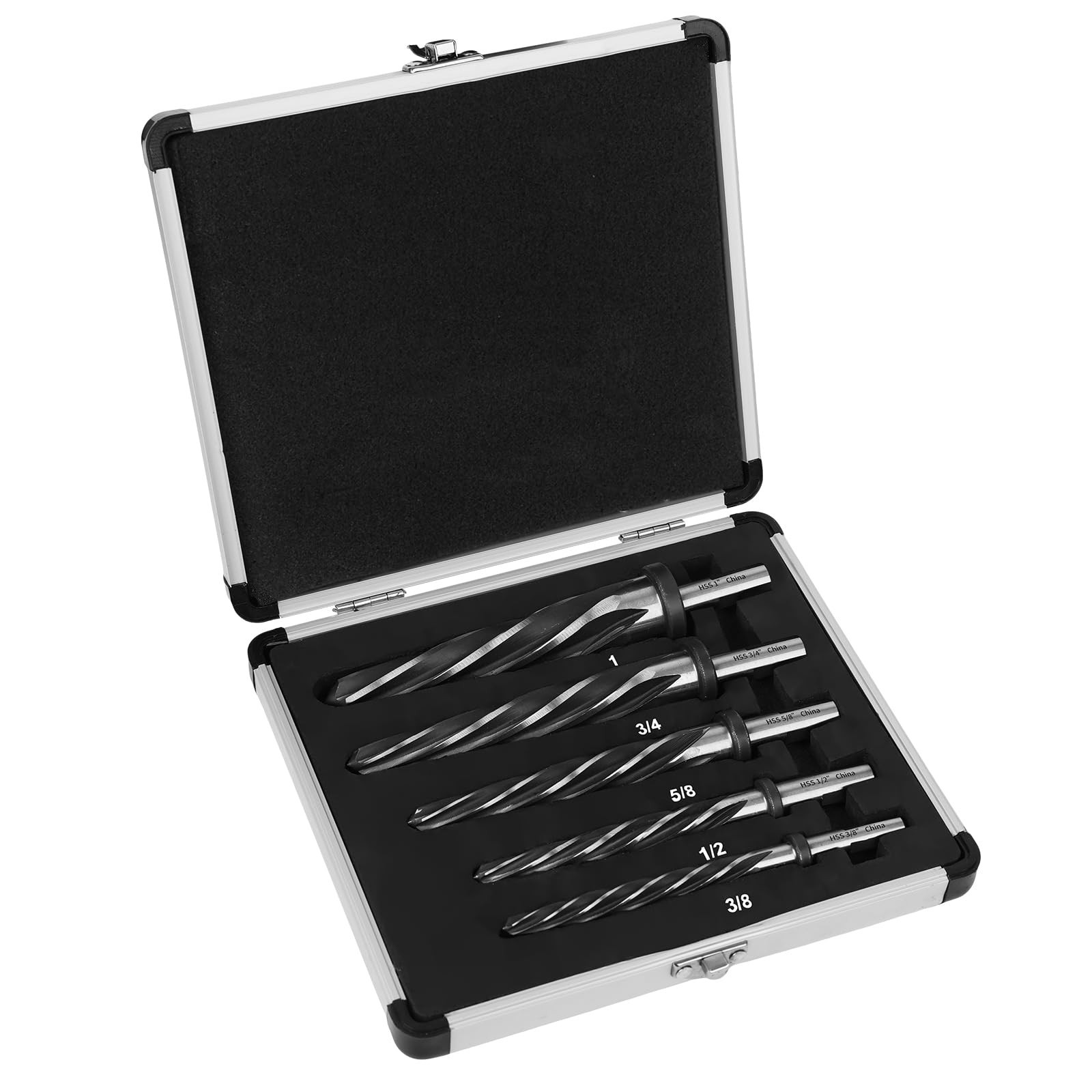 5PCS(3/8" 1/2" 5/8" 3/4" 1") Reamer Drill Bit,M2 HSS Tapered Reamer Drill Bit...