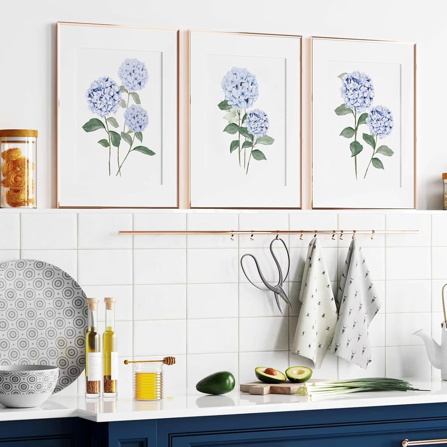 JarThenaAMCS 3Pcs Hydrangea Floral Wall Art Prints
