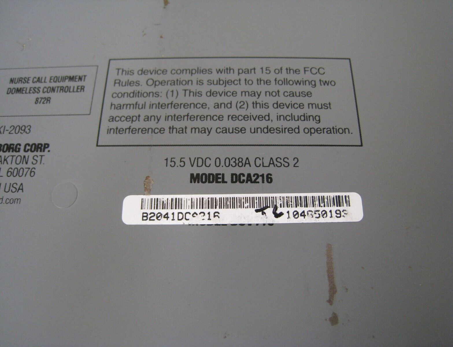 Rauland-Borg Responder DCA216 Nurse Call 16PT Audio Domeless Controller Board