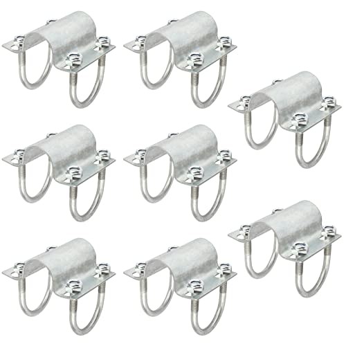 8 Pack U Bolt Cross Pipe Clamps, 1" x 1-3/8" OD Adjustable Grid Connector for