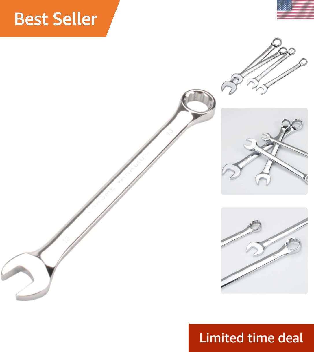 Superior 13mm Box End Combination Wrench, Polished Steel for Long-Lasting Use