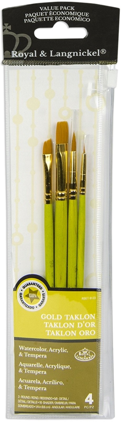 Royal & Langnickel(R) Gold Taklon Value Pack Brush Set-4/Pkg